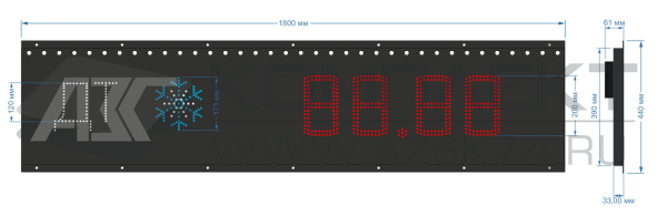 Светодиодное табло (1800*440*33)